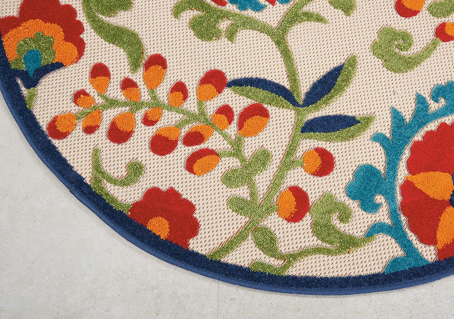 Aloha Floral Tropical Indoor/Outdoor Multicolor 4' X round Area Rug, (4' Round)