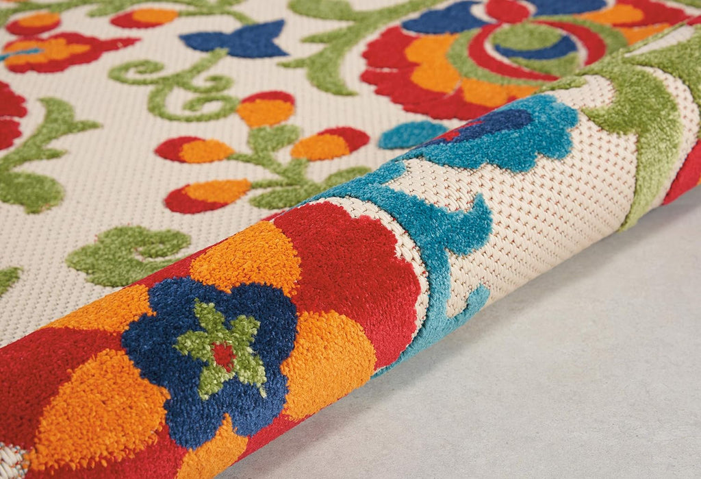 Aloha Floral Tropical Indoor/Outdoor Multicolor 4' X round Area Rug, (4' Round)
